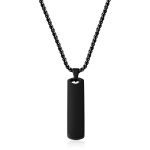 color: Fully Polished Square Tag Pendant Necklace Black