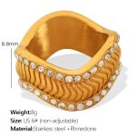color: JZ19 US Size 6# White Rhinestone Gold Ring