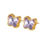 color: Purple Stone Gold Stud Earrings