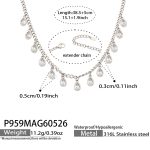 color: P959-White Zircon Steel Color Necklace 38.5+5cm