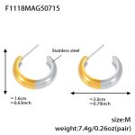 color: F1118-Two-tone Gold Earrings -M