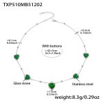 color: TXP510-Green Color Faceted Stone Steel Color Necklace 42+5cm