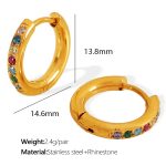 color: EH600 Multicolor Rhinestone Gold Earrings