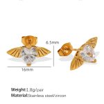 color: EH822 White Zircon Gold Stud Earrings