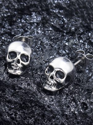 Punk Vintage Zinc Alloy Skull Stud Earrings Dark Design Halloween Personalized Earrings Unisex Earrings