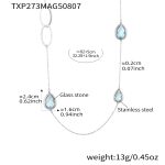color: TXP273-Blue Color Drop Steel Color Long Style Necklace 82+5cm