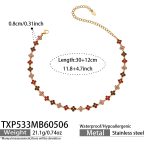 color: TXP533-Red Color Zircon Necklace 30+12cm-L