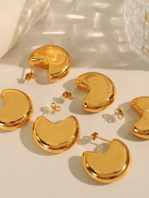 New Simple and Cool Semicircle Unique Earrings Autumn and Winter Light Luxury High Class Elegant Earrings