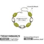 color: TXE601-Green Color Resin Steel Color Bracelet -19.5+5cm