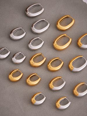 18K Gold Plated U-Shaped Earclip Earrings Simple Glossy Environmental Protection Stainless Steel Earrings Minimalist Ornament