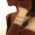 French Style Blade Chain Five-Pointed Star Rectangular Zircon Bracelet Light Luxury Stainless Steel 18K Gold Plating New Bracelet