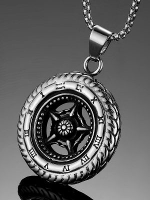 New Car Tire Man's Stainless Steel Necklace Sweater Chain Long Wild Spring and Summer Pendant Couple Ornament Boys