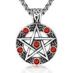color: Five-pointed Star Red Rhinestone + Stainless Steel Chain