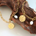 Hip Hop Retro Classic Portrait round Brand Freshwater Pearl Pendant Necklace Cross-Border Jewelry