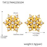 color: TXF217-Gold Snowflake Zircon Earrings