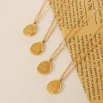 Neutral Irregular Oval Pendant Necklace Female Stainless Steel 18K Gold Plating Clavicle Chain Jewelry P570