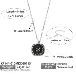 color: KP144-010-Black Resin Drop Sun Pendant Steel Color Necklace -40+5cm