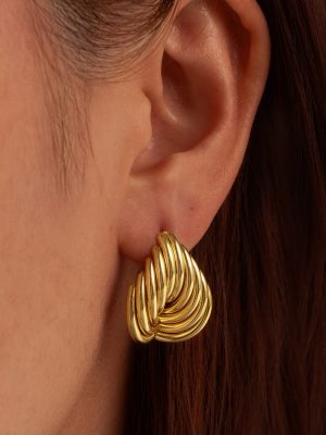 INS Retro Tassel Special Design Stainless Steel Earrings 18K Irregular Heart Ear Studs Earrings