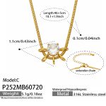 color: P252-C Style Round Zircon Gold Necklace -46+5cm