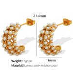 color: EH407 White Bead Gold Earrings