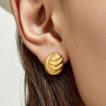New Geometric Irregular Stainless Steel 18K Gold Plating Advanced Light Luxury Temperament Ornament Female Earrings
