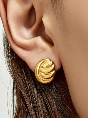 New Geometric Irregular Stainless Steel 18K Gold Plating Advanced Light Luxury Temperament Ornament Female Earrings