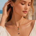 New Color Dopamine Four-Leaf Flower Necklace Earrings Stainless Steel Plated 18 Gold Light Luxury Female Accessories