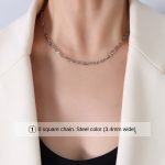 color: P1120-Steel Color O Letter Square Wire Chain -40+5cm