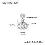 color: K004-Steel Color Double Ring Zircon Pendant