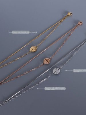 Chinese Bracelet Fashion round Brand Xi Character Double Layer Snake Chain Bracelet Stainless Steel 18K Gold Bracelet Electroplating