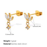 color: EH1333WEG White Zircon Gold Earrings