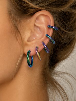Multicolor Series Stainless Steel Earrings 18K Gold Plating Ear Ring Simple Earrings Ornament Women