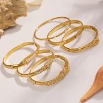 5A Zircon Full Diamond Buckle Bracelet Combination Simple Bamboo Design Stainless Steel Bracelet