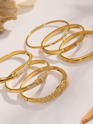 5A Zircon Full Diamond Buckle Bracelet Combination Simple Bamboo Design Stainless Steel Bracelet
