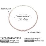 color: TXP610-Pink Zircon Steel Color Necklace -30+12cm