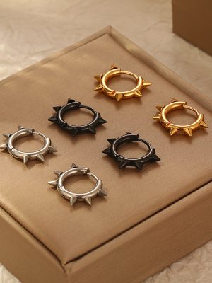 INS Korean Style Stainless Steel Pointed Cone round Ear Clip Men's Temperament Earring Ear Clip Ears