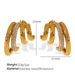 color: EH800 White Rhinestone Gold Earrings