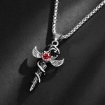 color: Serpentine Red Rhinestone + Stainless Steel Chain