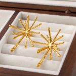 Minimalist Creative Fireworks Shape Earrings Stainless Steel 18K Gold Plating Premium Unique Design Earrings