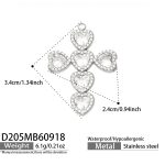 color: D205-White Zircon Heart Cross Steel Color Pendant