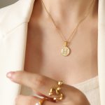 color: RP014-H Letter Gold Necklace -39+5cm