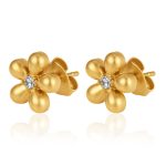 color: Cherry Blossom Flower Stud Earrings 4 Gold
