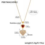 color: P887-Gold Heart Zircon Necklace 40+5cm