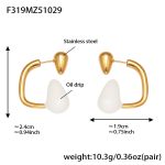 color: F319-Gold White Enamel Earrings