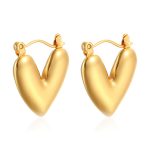 color: Polished Heart Earrings Gold MS-317