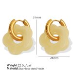 color: EH497 Cream Yellow Resin Gold Earrings