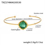 color: TXZ274-Gold Imported Czech Pale Green Glass Bangle