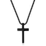 color: Fully Polished Piercing Cross Necklace Black