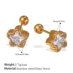 color: EH1027WEG White Stone Gold Stud Earrings