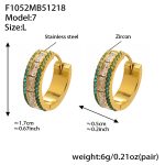 color: F1052-Green Color Zircon Earrings -Large